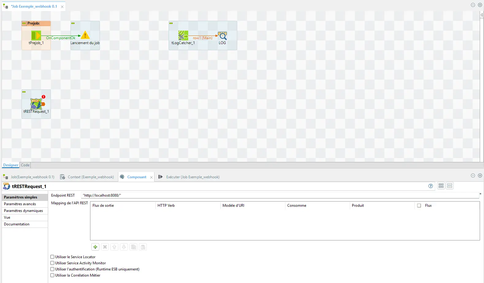 Ajout du tRestRequest
