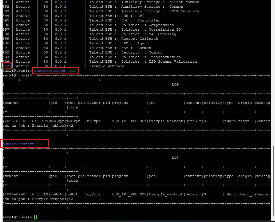 Redeploiement dans le container Karaf (Runtime_ESBSE)