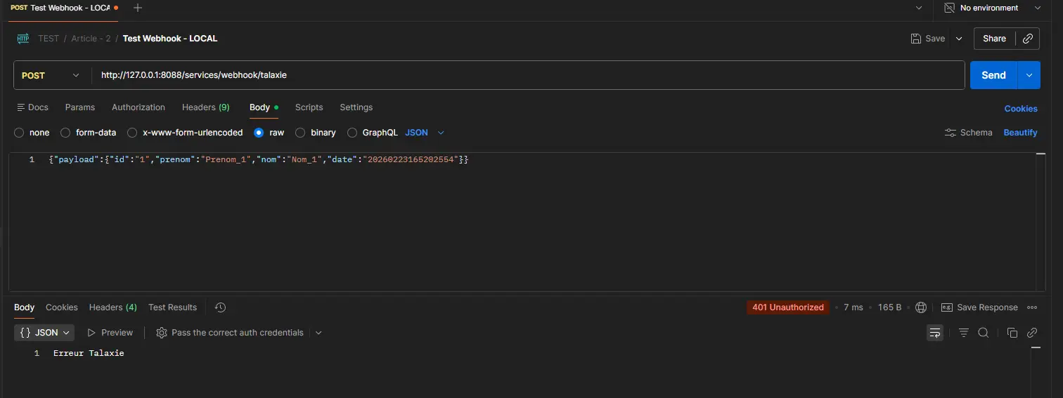test 3 - Postman - Body modifié