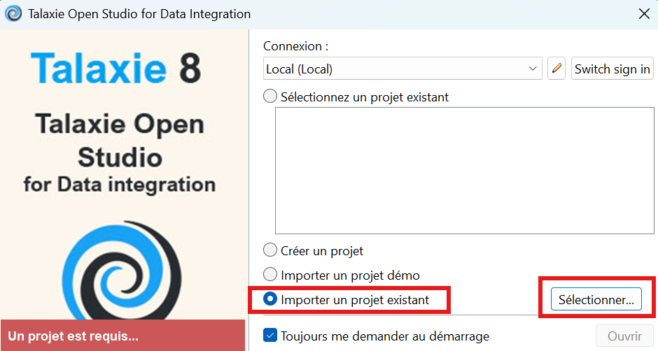 Import d’un projet Talend dans Talaxie