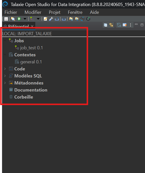 Vérification du référentiel après import
