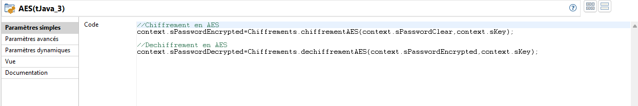Utilisation dans un tJava