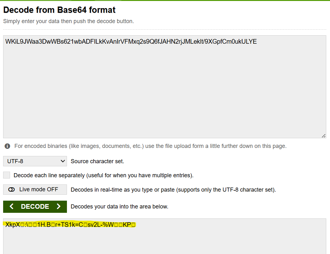 Robustesse au decodage par base64decode.org