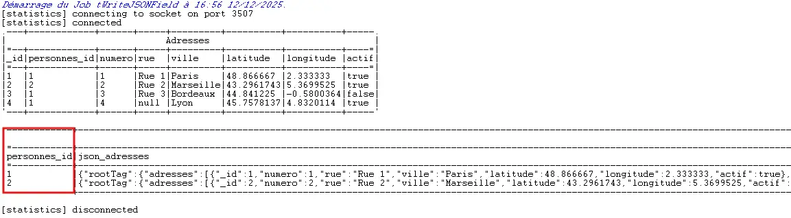 Exécution corrigée aprés tri