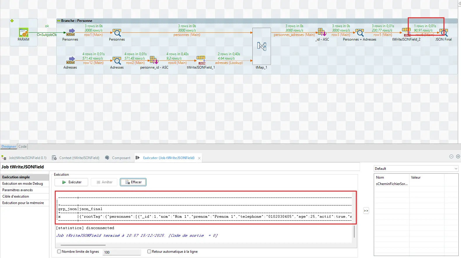 Résultat final : une ligne avec json_final