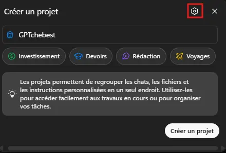 Création du projet du chef GPTchebest